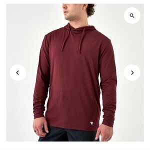 BURLEBO Men's Performance Hoodie Maroon Size XL Lightweight UPF50